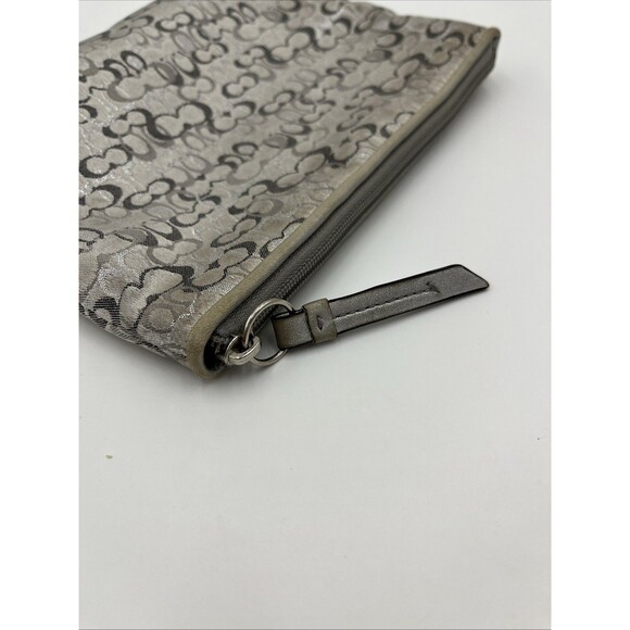 Coach Silver Gray Signature Makeup Bag Cosmetic Case - Picture 5 of 6